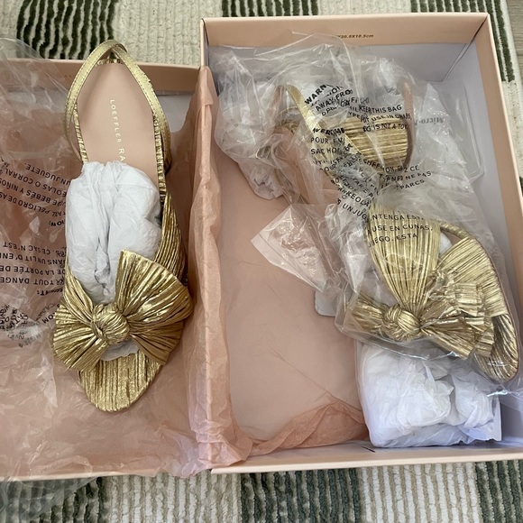 NEW Loeffler Randall Camellia Gold Pleated Bow Heel Size 9.5 - Picture 5 of 7